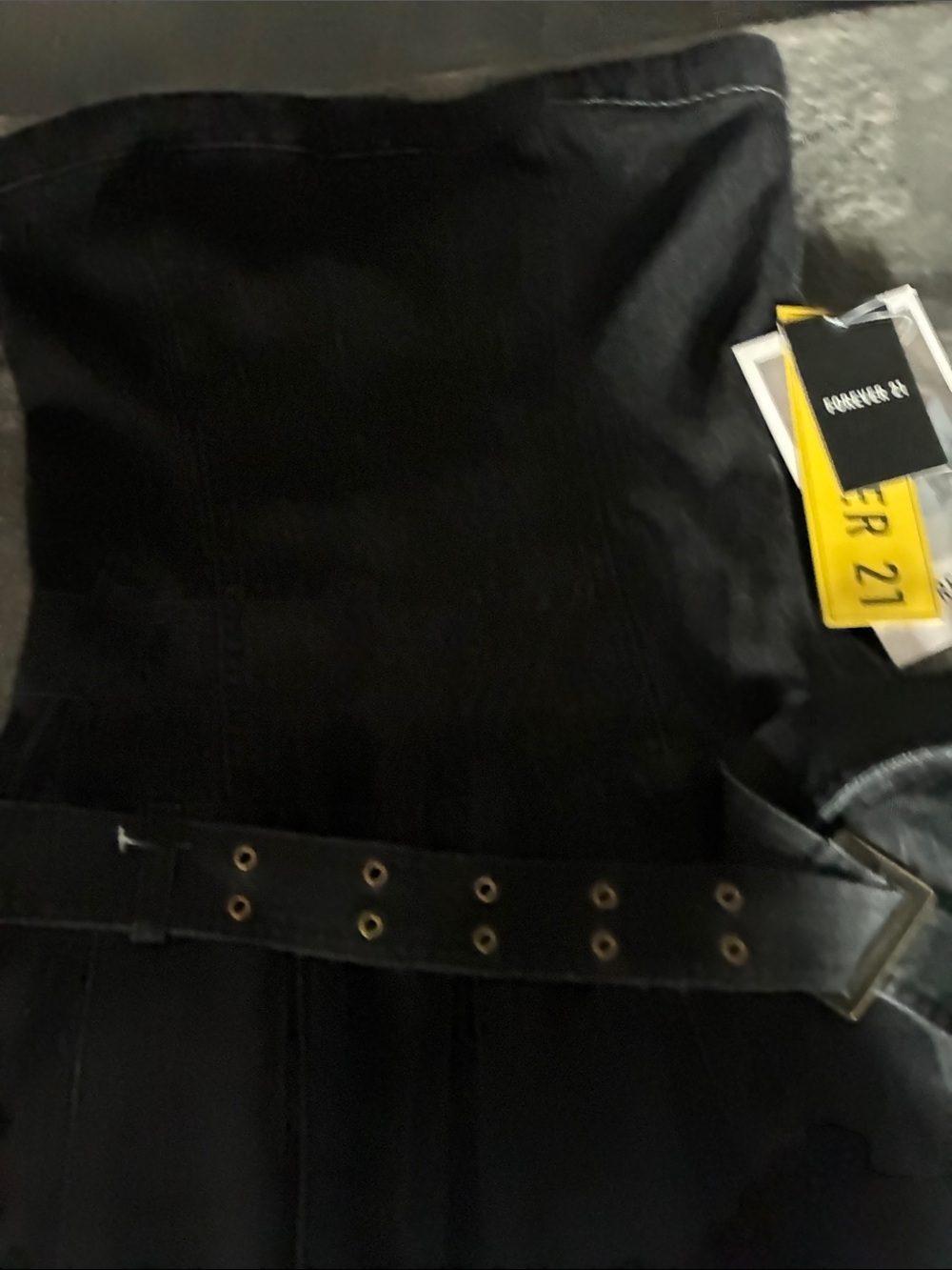 Forever 21 Black Women's High-Waist Jeans Overalls with Belt